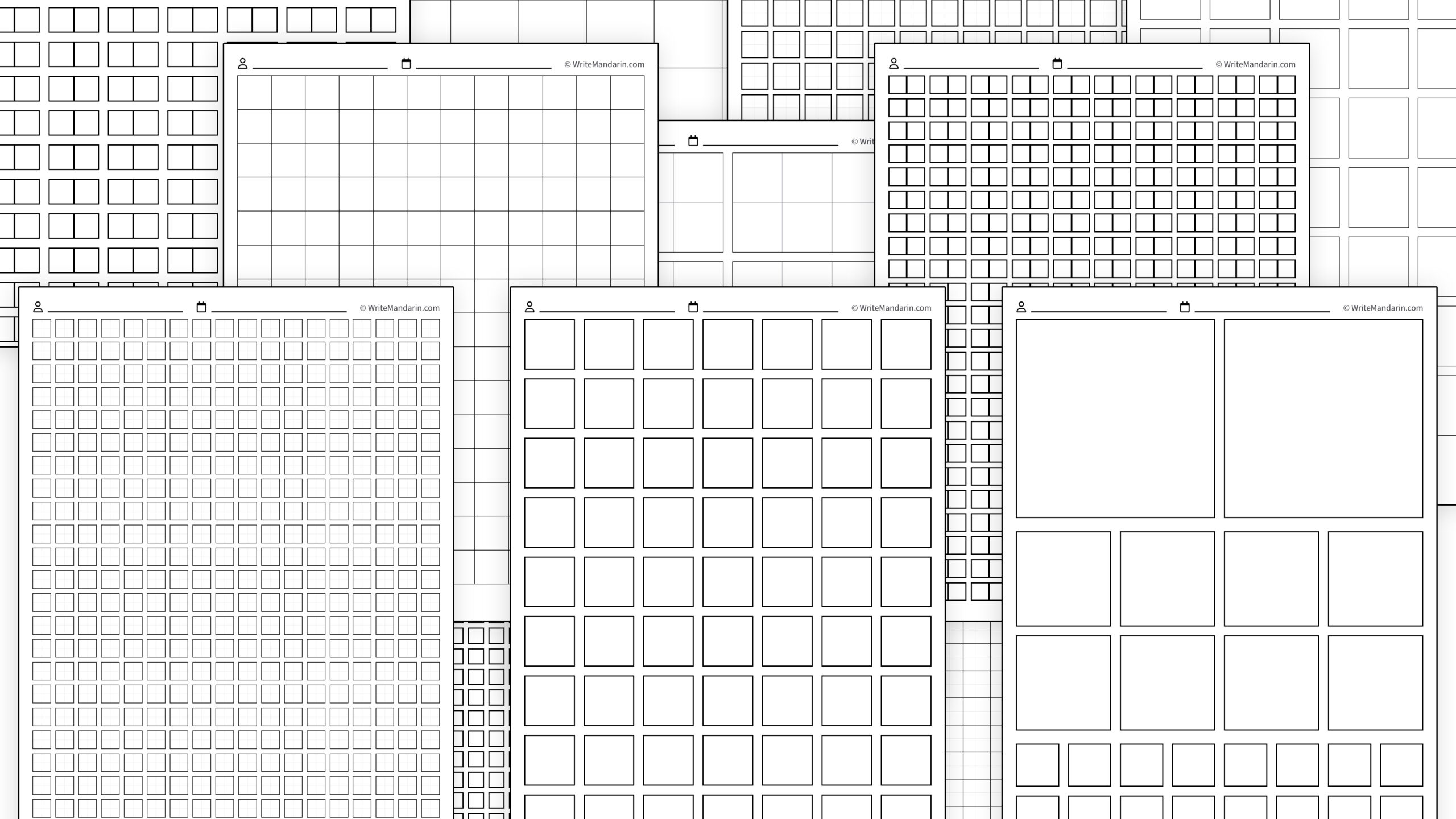 Preview image of 188 Printable Chinese Character Practice Writing Grids